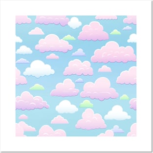 Dreamy Skies: Pastel Cloudscape Pattern Posters and Art